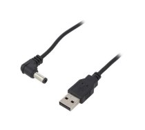 Cable; USB A plug,DC 5,5/2,5 plug; angled; black; 1m; Cu; USB 2.0 | USB-DC5.5/2.5-1.0 | 55155