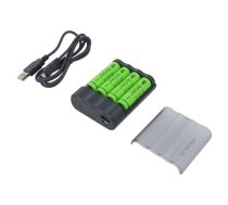 Charger: for rechargeable batteries; Ni-MH; Size: AA,AAA | GP-X411/4XR6  | GP X411 AA/AAA + 4X R6 2700MAH RECYKO