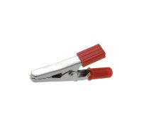 Crocodile clip; 60VDC; red; Grip capac: max.15mm; Socket size: 4mm | CRCL11-R