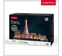 3D Puzzle With LED "Paris" Cubic Fun City Line, Big | L525H  | 6944588205256