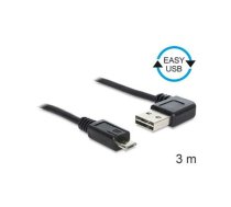 Delock Cable EASY-USB 2.0-A male leftright angled  USB 2.0 micro-B male 3 m | 83384