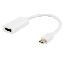 DELTACO Mini DisplayPort līdz HDMI adapteris, 4K@60Hz, 0,2m, Vit | 202202231033  | 733304805322 | 00110025