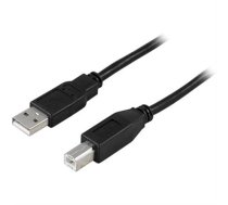 DELTACO USB 2.0 kabelis A tips - B tipa korpuss 5m, melns | 202002271017  | 734000465310 | USB-250S