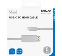 DELTACO USB-C līdz HDMI kabelis, 1m, 4K@60Hz, vit | 202212011006  | 733304805312 | R00140020