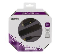 DELTACO USB-C - VGA, QWXGA 2048x1152 60Hz, 5m, DP 1.2 Alt Mode, melns | 202102181033  | 733304801484 | USBC-1089-K