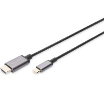 Digitus USB Cable USB Type C 3.1 to HDMI Cable 4K 30Hz Metal HQ Black 1.8m | DA-70821 | 4016032465072 | AIASSA000000044