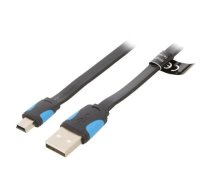 Flat USB 2.0 A to Mini 5-pin cable Vention VAS-A14-B050 0.5m Black | VAS-A14-B050  | 6922794717244 | 056724
