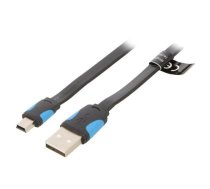 Flat USB 2.0 A to Mini 5-pin cable Vention VAS-A14-B100 1m Black | VAS-A14-B100  | 6922794717251 | 056725