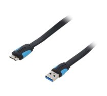 Flat USB 3.0 A male to Micro-B male cable Vention VAS-A12-B200 2m Black | VAS-A12-B200  | VAS-A12-B200