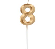 Folat Glamor Tortes svece Skaitlis 8 (7cm) Metallic Gold | 18878 | 8714572188784 | 18878
