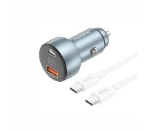 Foneng Car charger C18 - USB + Type C - PD 30W 3A with Type C to Type C cable grey | ŁAD001753  | 6970462519409 | ŁAD001753