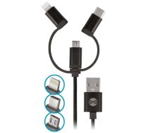 Forever 3in1 cable USB - Lightning + USB-C + microUSB 1,0 m 1,5A black | T_01626  | 5900495620248 | T_01626