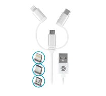 Forever 3in1 cable USB - Lightning + USB-C + microUSB 1,0 m 1,5A white (T_01625) | T_01625  | 5900495620224 | T_01625