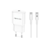 Forever TC-01 PD QC charger 1x USB-C 20W white + USB-C - USB-C cable 20W | GSM180746  | 5907457738553 | GSM180746