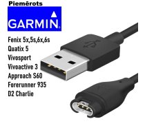 Garmin Fenix 5,5S,5X,6,6x,7,7x; Forerunner 935; Vivoactive 3; Approach S2,S4 USB uzlādēs adapteris (lādētājs) | 86718