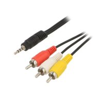 Gembird 3.5mm Male - 3 x RCA Male 2m Black | CCA-4P2R-2M  | CCA-4P2R-2M