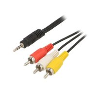 Gembird 3.5mm Male - 3 x RCA Male 2m Black | CCA-4P2R-2M | CCA-4P2R-2M