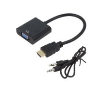 Gembird adapter HDMI-A(M) ->VGA (F) + audio, on cable, black  (A-HDMI-VGA-03) | A-HDMI-VGA-03  | A-HDMI-VGA-03