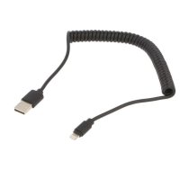 Gembird Spiral Cable USB Male - Apple Lightning Male 1.5m Black | CC-LMAM-1.5M  | 8716309097666