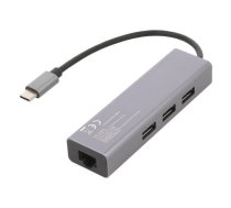 Gembird USB-C Gigabit network adapter with 3-port USB 3.1 hub | A-CMU3-LAN-01  | 8716309120494 | KBAGEMADA0048