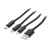 Gembird USB charging combo 3-in-1 Lightning, Type C, Micro USB Black | CC-USB2-AM31-1M  | 8716309100564