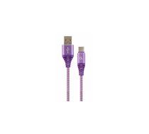 Gembird USB Male - USB Type C Male Premium cotton braided 1m Purple|White | CC-USB2B-AMCM-1M-PW  | 8716309105958 | CC-USB2B-AMCM-1M-PW