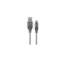 Gembird USB Male - USB Type C Male Premium cotton braided 1m Space Grey|White | CC-USB2B-AMCM-1M-WB2  | 8716309106054 | CC-USB2B-AMCM-1M-WB2