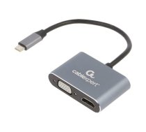 Gembird USB Type-C to HDMI + VGA Display Adapter Space Grey | A-USB3C-HDMIVGA-01 | 8716309121347