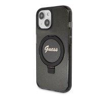 Guess IML Ring Stand Glitter MagSafe Case for iPhone 15 Black | GUHMP15SHRSGSK  | 3666339156329 | GUHMP15SHRSGSK