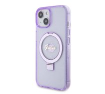 Guess IML Ring Stand Glitter MagSafe Case for iPhone 15 Plus Purple | GUHMP15MHRSGSU  | 3666339156756 | GUHMP15MHRSGSU