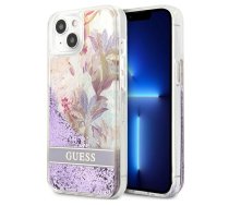 Guess Liquid Glitter Flower Case for iPhone 13 mini Purple | GUHCP13SLFLSU  | 3666339041274 | GUHCP13SLFLSU