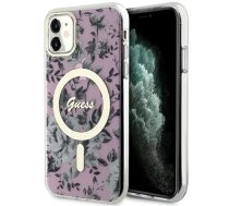 Guess PC|TPU Flowers IML MagSafe Compatible Case for iPhone 11 Pink | GUHMN61HCFWSP  | 3666339126711 | GUHMN61HCFWSP