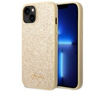 Guess PC|TPU Glitter Flakes Metal Logo Case for iPhone 14 Plus Gold | GUHCP14MHGGSHD  | 3666339065096 | GUHCP14MHGGSHD