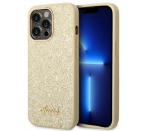 Guess PC|TPU Glitter Flakes Metal Logo Case for iPhone 14 Pro Max Gold | GUHCP14XHGGSHD  | 3666339065119 | GUHCP14XHGGSHD