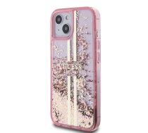 Guess PC|TPU Liquid Glitter Gold Stripe Case for iPhone 15 Pink | GUHCP15SLFCSEGP  | 3666339223663 | GUHCP15SLFCSEGP