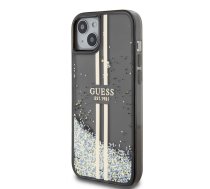 Guess PC|TPU Liquid Glitter Gold Stripe Case for iPhone 15 Plus Black | GUHCP15MLFCSEGK  | 3666339223533 | GUHCP15MLFCSEGK