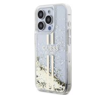 Guess PC|TPU Liquid Glitter Gold Stripe Case for iPhone 15 Pro Transparent | GUHCP15LLFCSEGT  | 3666339223960 | GUHCP15LLFCSEGT