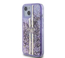 Guess PC|TPU Liquid Glitter Gold Stripe Case for iPhone 15 Purple | GUHCP15SLFCSEGU  | 3666339223809 | GUHCP15SLFCSEGU