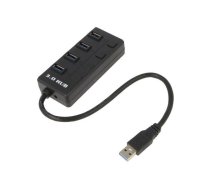 Hub USB; RJ45 socket,USB A socket x3,USB A plug; USB 3.0; black | AK-AD-32  | AK-AD-32