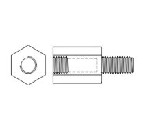 Insulating sleeve; Int.thread: M2,5; L: 50mm; UL94V-2; Body: white | TFM-M2.5X50/DR2182  | 2182X50