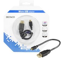 Kabelis DELTACO USB 2.0 "micro B-AF"OTG, 0.2m, melns / USB-73-K | 553006000029 | 734000467942 | USB-73-K