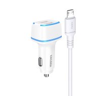 KAKU Car Charger KSC-528 Shengyu - 2xUSB - 2,8A with USB to Micro USB white | ŁAD001562  | 6921042117447 | ŁAD001562