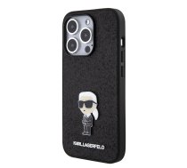 Karl Lagerfeld Fixed Glitter Metal Ikonik Case for iPhone 15 Pro Black | KLHCP15LGKNPSK  | 3666339165413 | KLHCP15LGKNPSK