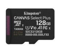 Kingston Canvas Select Plus MicroSDXC Atmiņas karte 128GB | SDCS3/128GBSP | 740617348484 | SFKINMD128CSP32