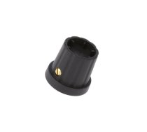 Knob; with flange; plastic; Øshaft: 6.35mm; Ø16.5x19.2mm; black | K21-6.35S  | CL178887