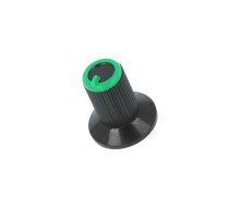 Knob; with flange; plastic; Øshaft: 6mm; Ø10x19mm; black; green | GTC6M-18X19-355C