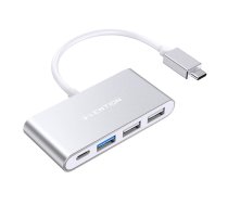 Lention 4in1 Hub USB-C to USB 3.0 + 2x USB 2.0 + USB-C (silver) | CB-TP-C13-SILNA2  | 6955038342919 | 059924