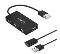 Maxlife Home Office USB 2.0 hub USB - 4x USB 0,15 m black + cable 1,5 m | OEM0002311  | 5900495947987 | OEM0002311