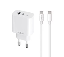 Maxlife MXTC-06-30AC PD QC charger 1x USB-C 1x USB 30W white + USB-C - USB-C cable 60W | OEM0101315  | 5907457738430 | OEM0101315