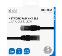 Network cable DELTACO U/UTP Cat6, 3m, black / TP-63S-K / 00210010 | 202203021039  | 733304805285 | 00210010